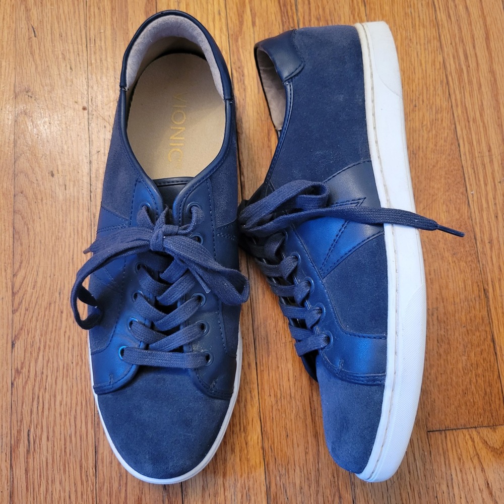 Vionic 43 Jerome Suede Navy Blue Leather Lace Up Sneakers 10 Preppy‎ Classic
